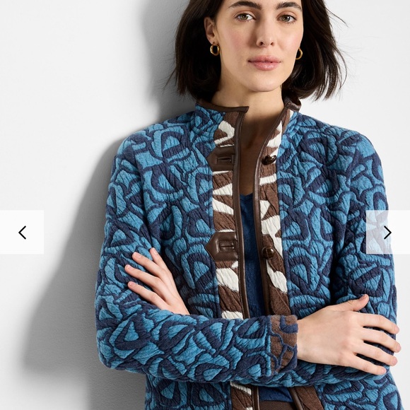 NIC+ZOE Teal and Brown Bomber Jacket - Picture 2 of 6